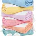 Genovega 6 Oversized Turkish Beach Bath Towel Set Bulk 74"x38" Extra Large Sand Free Quick Dry Swim Camping Pool Clearance Towels Blanket Essentials Adult Multi LightBlue Dot