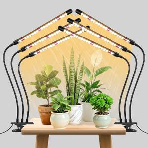 SDOVUERC 3Head Plant Lights, 2 Pack Grow Lights .3/9/12H, 3 Switch Modes, 10 Level Dimmable Brightness