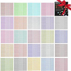 4125 PCS Self Adhesive Rhinestone Stickers, Nicpro Bling Gem Stickers for Face Nail Body Makeup Festival, 3 Sizes 25 Colors, 25 Sheets for DIY Crafts Decorations Cards