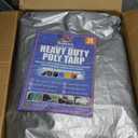 12'x16' Silver/Black Heavy Duty Waterproof Full Size Tarp, Durable Poly Tarpaulin with Grommets&Reinforced Edges, UV Resistant Tarp Cover for Vehicle/Pool Cover/Boat/Tent/Construction site