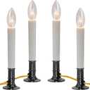 brianvikey 4 Pack Electric Window Candle Lamp with Pewter Plated Base, Christmas Window Candle Light On/Off Switch C26 7 Watt Bulb for Home Decor Holiday Party Christmas