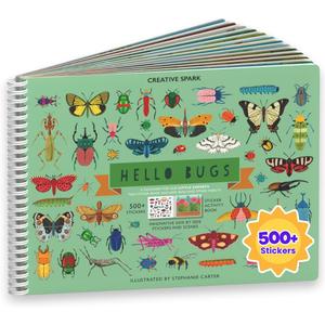 Cupkin Hello Bugs Sticker Book Activity for Kids, Toddler Airplane Travel Essentials, 500+ Bugs Stickers for Kids + 12 Scenes + 12 Coloring Book Pages, Bug Lover Gift, Children's Crafts Ages 2-8