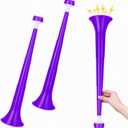 2 Pieces Stadium Horn for Adult, 21 Inch Collapsible Vuvuzela Trumpet for Sporting Events Football Carnival Party, Purple