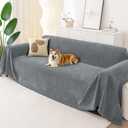 Smiry Couch Cover for Dogs, Washable Chenille Sofa Covers for 3 Cushion Couch, Soft Sofa Slipcover for Pets, Thick Sectional Furniture Protector with Tassels (Grey, 71x118 Inch)