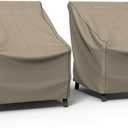 Budge English Garden Patio Chair Cover 2-Pack, Waterproof & UV-Resistant Outdoor Furniture Cover, Fits Large Patio Chairs up to 36" W x 41" D x 34" H, Tan Tweed