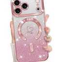 Magnetic for iPhone 17 Pro Max Case, [Compatible with MagSafe] [Full Camera Protection] Clear Glitter Gradient Sparkle Luxury Slim Phone Cases for iPhone 17 Pro Max, Shockproof Case for Women Girls