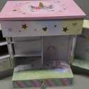 Jewelkeeper Kids Jewelry Box - Unicorn Theme - Musical Jewelry Box with Drawers - Artificial Wood Material - Includes Fancy Mirror and Twirling Figurine - Perfect for Girls