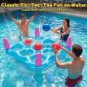 2 in 1 Pool Toys Games Set Inflatable Pool Float with 10 Balls & 8 Rings Tic-Tac-Toe Pool Games, Fun Summer Party Beach Outdoor Yard Game