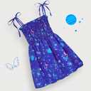 Vieille Toddler Baby Girls Summer Dress Sling Straps Princess Sundress Floral Printed Casual Beach Holiday Dress 1-6 Years (2-3T, Galaxy)