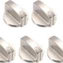 uxcell 5Pcs Gas Stove Knob, 8mm Universal Cooker Replacement Knobs Angle: 0, Durable Metal Surface Switch for Kitchen Cooktop, Gas Stove & Various Ovens (Champagne Gold)