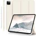 Kenke iPad Pro 11 Inch Case 4th/3rd/2nd/1st Generation 2022/2021/2020/2018 2nd Pencil Magnetic Attachment Without Pencil Holder Soft Slim TPU Cover Auto Wake/Sleep (Cream)