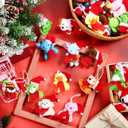 Poen 200 Pcs Mini Christmas Stuffed Animals Bulk Plush Christmas Tree Hanging Decorations Key Chain Animal Toy Set Small Toys for Kids Party Gifts Supplies(Mixed Style)