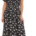 Petal & Pup Women's Cecelia-Puff-Sleeve-Maxi-Dress-Black-Floral, XL