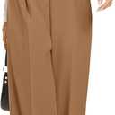 Summer Work Pants for Women Business Casual Office Dress Pants Trousers with Pockets (Brown, L)