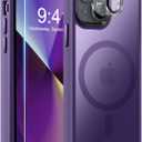 MOCCA Strong Magnetic for iPhone 13 Case, [Compatible with Magsafe][Screen Protector+Camera Lens Protector] Translucent Matte Back Slim Shockproof Case for iPhone 13 Phone Case 6.1", Deep Purple