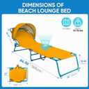 Colorsoul Tanning Chair with Sun Canopy,Adjustable 4-Position Beach Lounge Chair for Adults,Heavy Duty Folding Outdoor Lounge Chair,for Patio Poolside Sunbathing,UPF 50+,300 LBS,Yellow, 6.59 ft x 2.17 ft x 0.89 ft