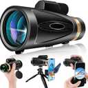 Monocular Telescope 80x100 HD Monoculars for Adults with Tripod & Phone Adapter, Monoculars for Bird Watching Stargazing Camping Hiking Hunting Wildlife Travel-Black