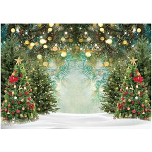Allenjoy 7x5ft Christmas Wonderland PineTree Backdrop Glitter Polka Spot Winter Snowfield Photography Background Family Festival Celebration Baby Kids Birthday Party Selfie Pictures Photo Booth Props