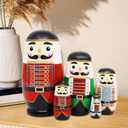 5pack Nutcracker Handmade Wooden Nesting Dolls,Handmade Wooden Nesting Dolls, Tabletop Ornament for Display Rack Living Room Holiday Table Center Fireplace Bedroom Kid Room