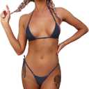 Dadress Extreme Sexy Mini Bikini Sets 2Pcs Swimwear G-String Bottom Swimsuit Micro Bikinis for Women One Size