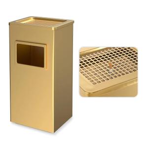BEAMNOVA Gold Trash Can with Lid, Metal 12.2 * 9.8 * 24 in Waste Container