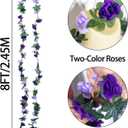 5Pcs 82 FT Artificial Purple Rose Flower Garland, Faux Silk Rose Garland, Purple Party Decorations, Lavender Flower Hanging Flower Vines for Backdrop Decoration Tea Party Wedding Birthday