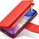 EYZUTAK Case for iPhone 11 6.1 inch, Glossy PU Leather 9 Card Slots Magnetic Closure Detachable Wrist Strap Zipper Wallet Shockproof Removable Back Cover Case - Red