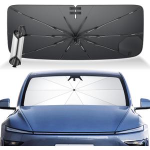 Car Windshield Sun Shade Umbrella for Audi&B MW&Buick&Chevrolet&Ford&GMC&Honda&Hyundai&Jeep&Kia& L EXUS&Mazda&Mercedes&Nissan&&VW [600D Carbon Fiber] Upgraded Scratch-Resistant Handle
