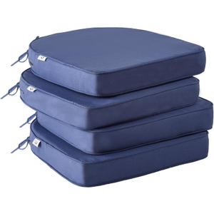 IPYNBAP Outdoor Chair Cushions Set of 4, Waterproof Outdoor Seat Cushions for Patio Furniture, Patio Chair Cushion with Handle and Ties, Out Door Chair Pads,18.5x16x3-Round, Navy Blue