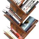 8 Tier Tree Bookshelf with Drawer, Free Standing Wood Bookcase for Narrow Space, Storage Organizer Bookshelves for Books, Book Case for Home Office, Living Room, Bedroom, Rustic Brown