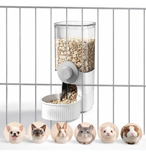 Auto Gravity Food Dispenser for Cage Hanging, 41OZ Capacity Hanging Automatic Pet Cage Feeder, Food Bowl for Cats Dogs Rabbit Ferret Chinchilla Bird Hedgehog Guinea Pig (White)