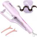 NOVUS Curling Iron Hair Crimper Waver - 1.25 Inch Anti-Scald Rovy Waves Curling Wand, Ionic Deep Waver Hair Curler Tool with Ceramic 2 Barrel for All Hair Types, Auto Shutdown Protection (Purple-1.25 Inch)