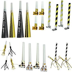 4E's Novelty NYE Noisemakers 50 Pack Bulk New Years Eve Party Supplies 2024 Party Favors for Adults & Kids Party Blowouts Whistles NYE Decorations