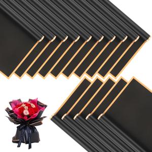 20 Sheets Flower Wrapping Paper - Waterproof Floral Bouquet Wrapping Paper Black Korean Florist Supplies Packaging Paper for DIY Crafts Wedding Birthday Gift