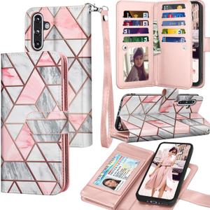 Tekcoo Wallet Case for Galaxy A36 5G / 4G / SM-A366 PU Leather ID Cash Credit Card Slots Holder Carrying Pouch Folio Flip Cover [Detachable Magnetic Hard Cases] Lanyard for Samsung A36 - Marble