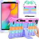 DETUOSI Silicone Case Compatible with Samsung Galaxy Tab A 8.0 2019 Without S Pen Model (SM-T290/T295/T297), Lightweight Protective Cover with Strap for Galaxy Tab A Case 8.0" 2019, Dazzling Pink