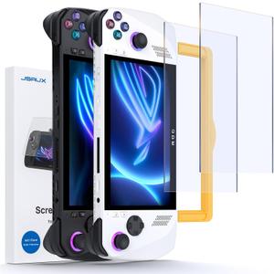 JSAUX Screen Protector for ROG Ally 2-Pack, Anti Glare 9H Hardness Tempered Glass with Guiding Frame, 7 inch Anti-Scratch Screen Protector for ASUS ROG Ally X 2024