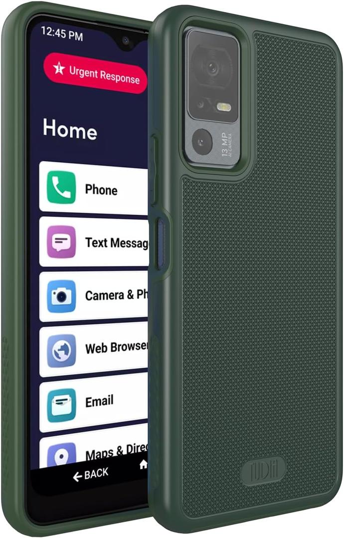 TUDIA MergeGrip for Jitterbug Smart 4 Case T608G, [Military Grade Drop Tested] Shockproof Protection Slim Rugged Dual Layer Heavy Duty Phone Cases for Senior - Pine Green