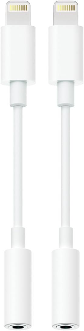 Lightning to 3.5mm Headphone Adapter for iPhone - 2 Pack Hi-Fi iPhone Aux Adapter Converter Jack Dongle Audio Cord for Apple iPhone 14 13 12 11 X XS White - with Microphone
