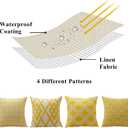OTOSTAR Set of 4 Waterproof Throw Pillow Covers 18x18 Inch Farmhouse Geometric Square Pillow Cases for Couch Patio Furniture Balcony Garden Outdoor DecorationGeometry40-Yellow
