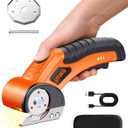 Electric Cardboard Cutter – Upgraded High-Power 800RPM Brushless Motor, 3500mAh Cordless Rechargeable Electric Scissors, Heavy Duty Box Cutter for Cardboard, Carton Mat Cutter Blades orange