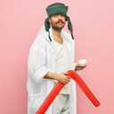 Funtery 3 Pcs Christmas Costumes Include Winter Faux Fur Green Trapper Hat White Robe Belt and Solid Orange Hose for Men Women Christmas Cosplay Party