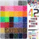 37800pcs Bedazzling Kit with 42 Colors Resin Jelly Rhinestones, 410ml B7000 Jewelry Glue Multicolor 3mm Flatback Sparkling Gems for Nail Art, Crafts, Clothing, Diamond Painting (Set 01)