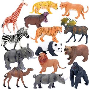 BOLZRA Safari Animals Figures Toys, Realistic Jumbo Wild Zoo Animal Figurines Plastic African Jungle Animals Playset for Kids Toddlers, 14 Piece Gift Set
