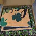 Tingjoo 2 Pcs St. Patrick's Day Coir Door Mat and Shamrock Wreath for Front Door Green Shamrock Welcome Doormat Irish St. Patrick's Day Decorations for Front Porch Entryway Decor