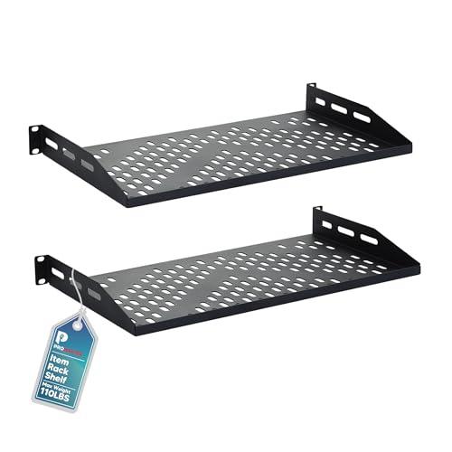 ThePromaster Server Vented Shelf - 2-Pack 19 Inches, 10'' Deep, 1U Universal Integration Server Vented Rack Mounting Tray For Good Airflow, Cantilever Mount, Device and Equipment Wall Mounting - Black ThePromaster Server Vented Shelf - 2-Pack 19 Inches, 10'' Deep, 1U Universal Integration Server Vented Rack Mounting Tray For Good Airflow, Cantilever Mount, Device and Equipment Wall Mounting - Black