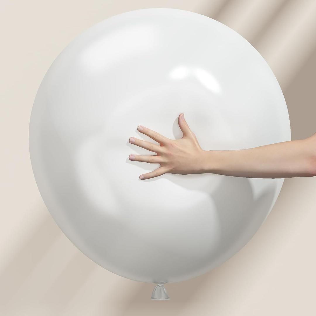 Pearl White Balloons 18 Inch, 12 PCS Extra Large Pearl Balloon Cream Clear Latex Balloons for Arch, Big Cream Balloon for Women White Birthday Wedding Bridal Shower Anniversary Party Decoration