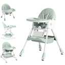 Baby High Chair, 5 in 1 High Chairs for Babies and Toddlers, Travel Foldable High Chair with Foot Rest, Detachable PU Cushion, Double Removable Tray, Adjustable Height & Recline, Locking Wheels (Turquoise)