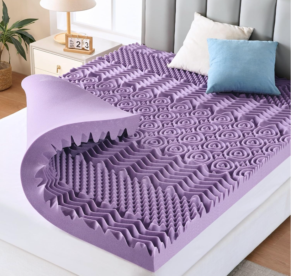 3 Inch 7-Zone Queen Mattress Topper, Egg Crate Memory Foam Mattress Topper