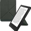 Kwmobile Origami Case Compatible with Kobo Clara BW/Colour Case - Slim PU Leather Cover with Stand - Dark Green